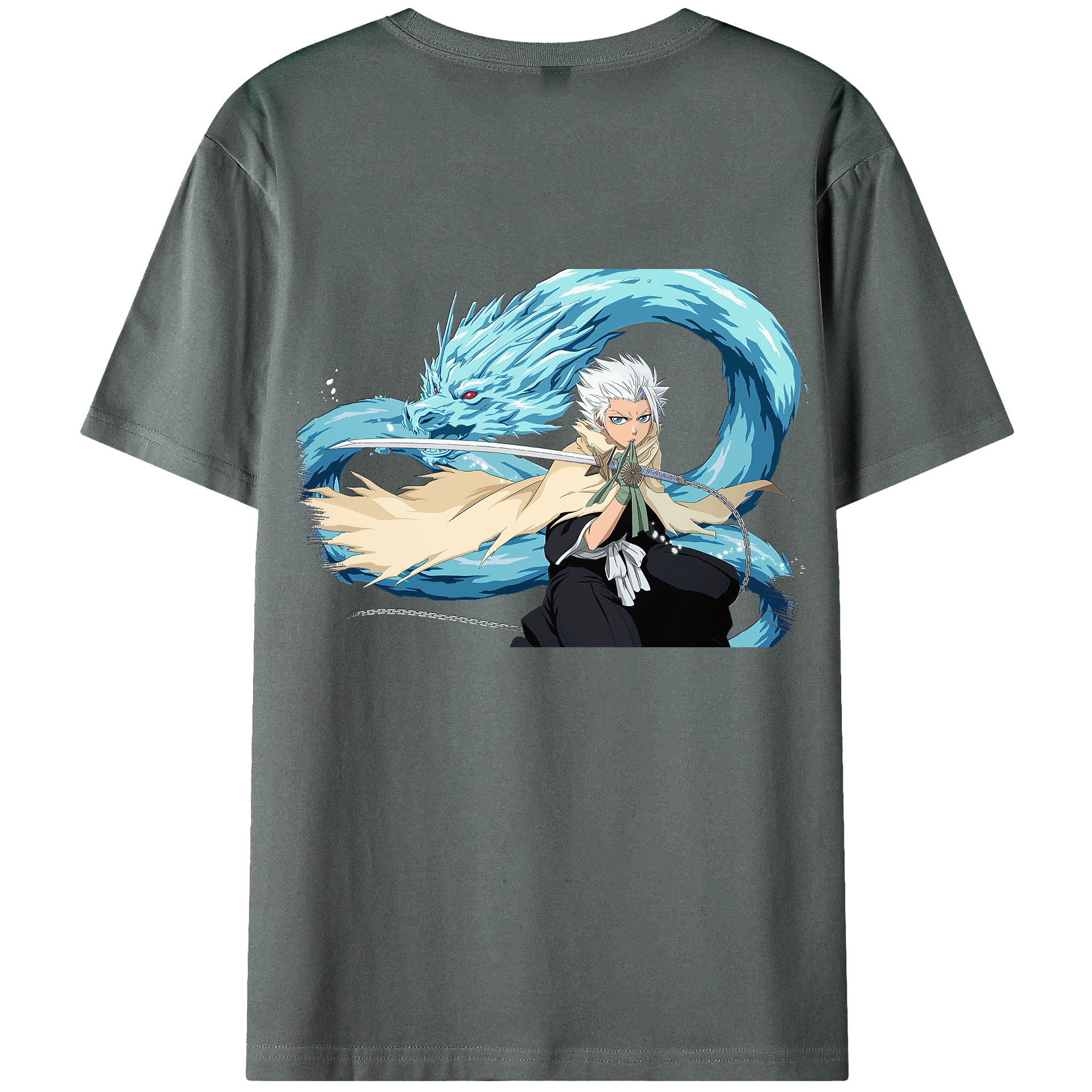 （画像用） ブリーチ 日番谷冬獅郎（ひつがや とうしろう） BLEACH Hitsugaya Toushirou 綿100％ メンズ半袖Tシャツ（バックプリント） 通気性